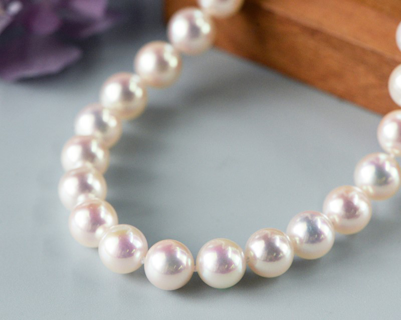 【ルミナ】6-7mm 日本製 大阪産天然アコヤ真珠ネックレス 18Kゴールド ローズプレミアムシリーズ ロマンチックでエレガント