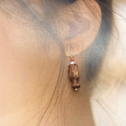 ブビンガのソーダフロート風ピアス 5枚目の画像