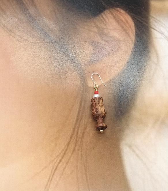 ブビンガのソーダフロート風ピアス 5枚目の画像