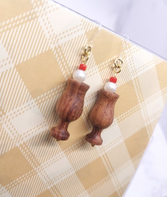 ブビンガのソーダフロート風ピアス 3枚目の画像