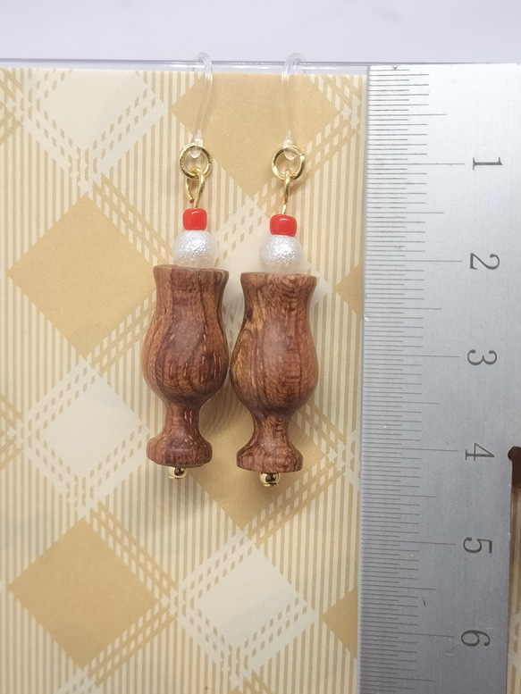 ブビンガのソーダフロート風ピアス 4枚目の画像