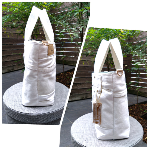 №769【whiteDENIM✖️ミントグリーン✨️ToteBAG⚮̈♥ 】白デニム