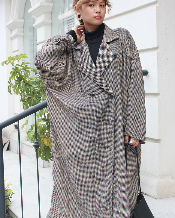 秋の新作◉ふわっと羽織れる軽めアウター◉ ギンガムチェックオーバーコート 9枚目の画像