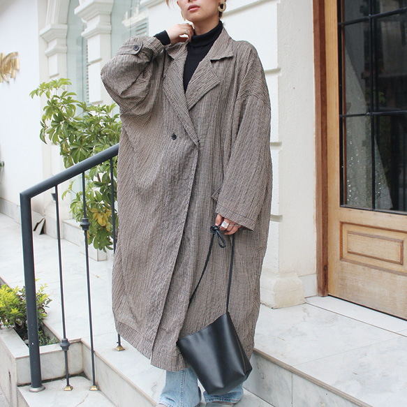 秋の新作◉ふわっと羽織れる軽めアウター◉ ギンガムチェックオーバーコート 10枚目の画像