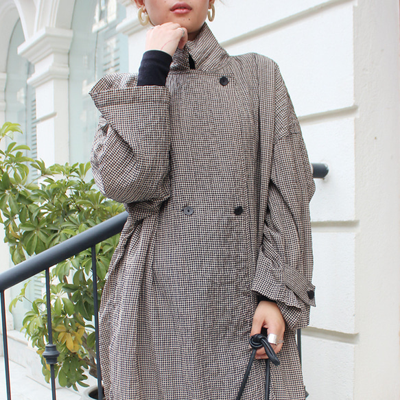 秋の新作◉ふわっと羽織れる軽めアウター◉ ギンガムチェックオーバーコート 12枚目の画像