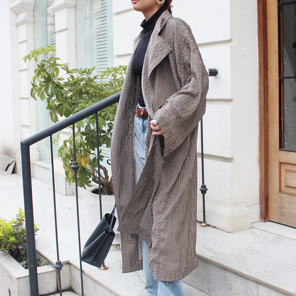 秋の新作◉ふわっと羽織れる軽めアウター◉ ギンガムチェックオーバーコート 5枚目の画像