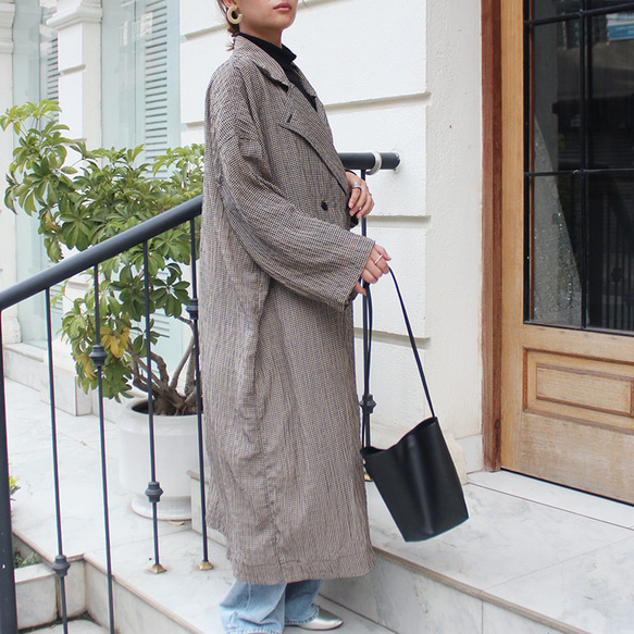 秋の新作◉ふわっと羽織れる軽めアウター◉ ギンガムチェックオーバーコート 8枚目の画像