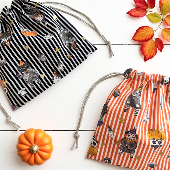 ハロウィンパーティー/巾着ポーチ・巾着袋/ストライプ 7枚目の画像