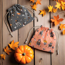 ハロウィンパーティー/巾着ポーチ・巾着袋/ストライプ 5枚目の画像