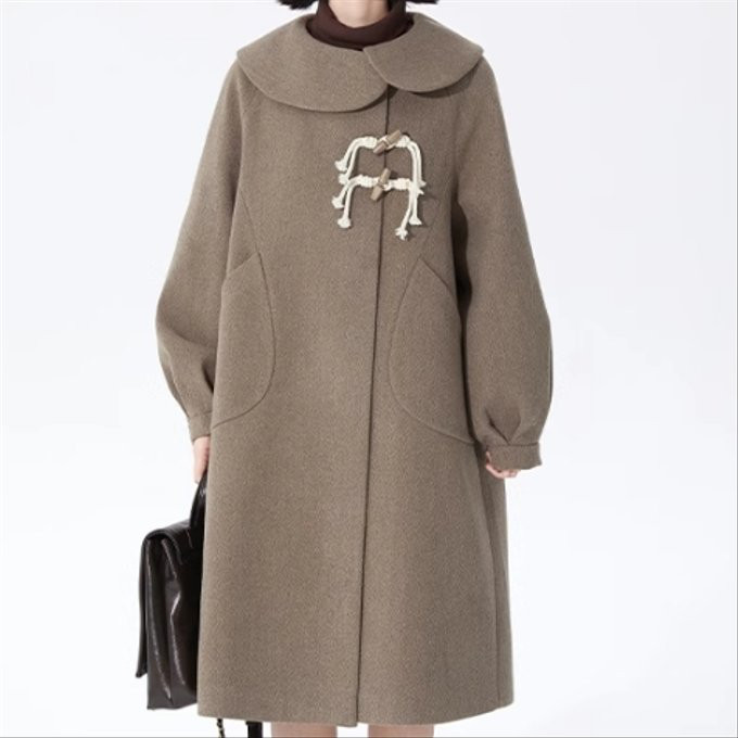 クロワッサンのコート ゆったり した レトロ 暖かい コート