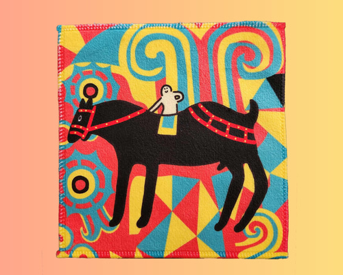 KODAIPOP☆王塚古墳のタオルハンカチ（赤馬） ハンカチ・手ぬぐい 白川