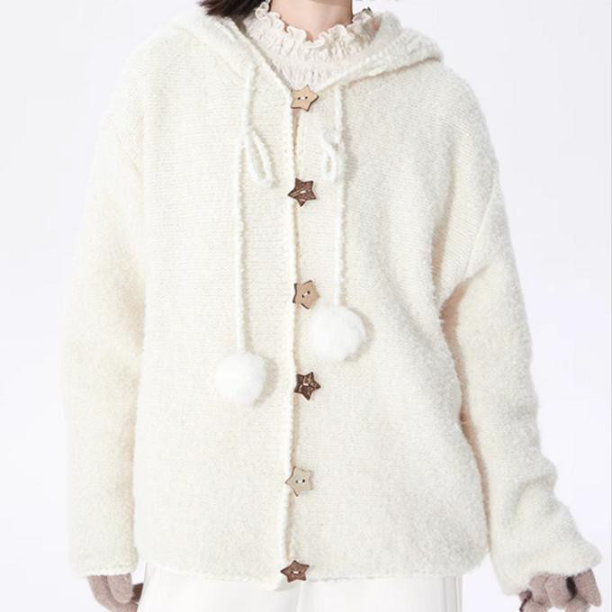 フード付き ニット 秋冬 ゆったり コート