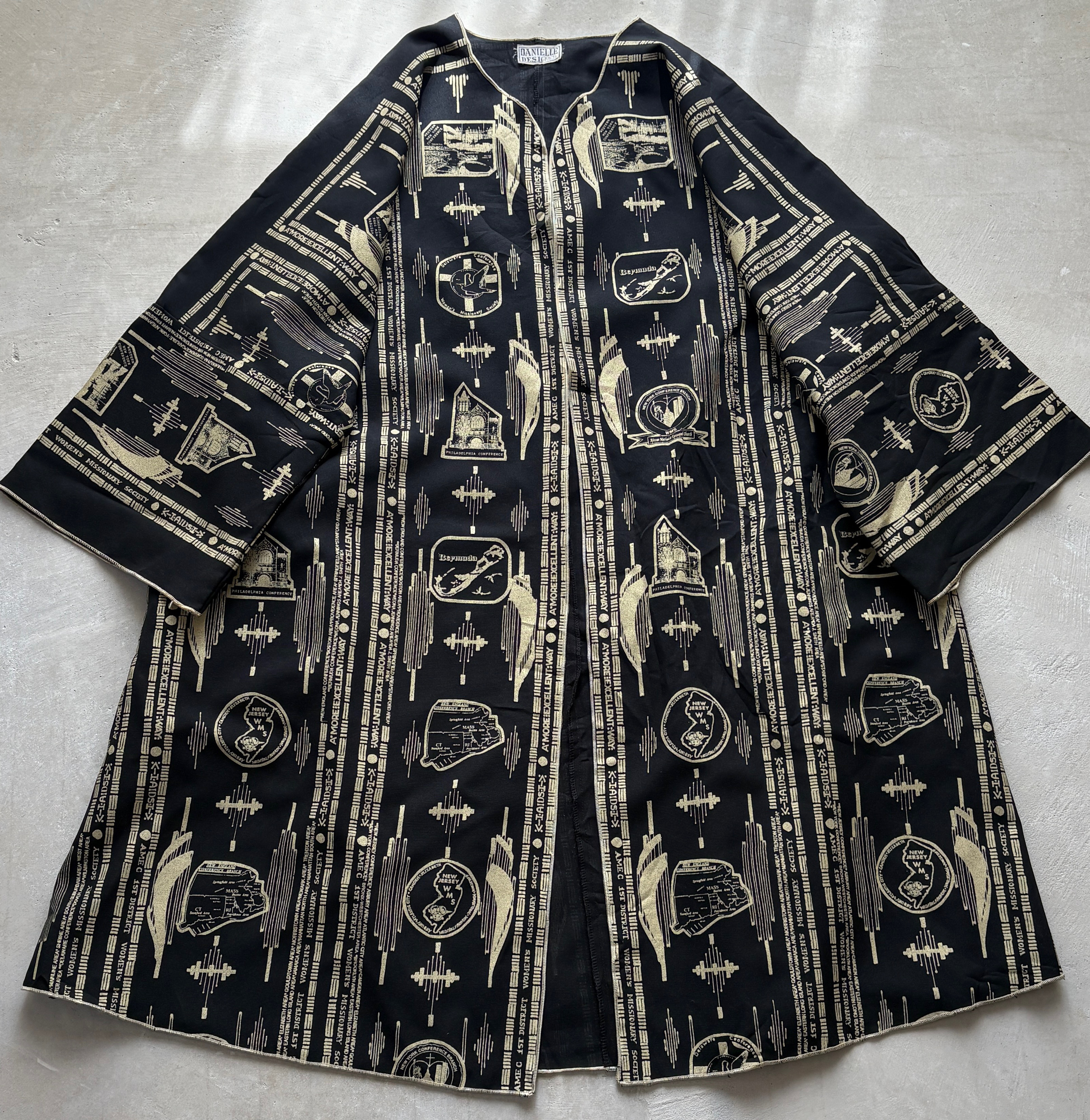 ヴィンテージ　ロングコート　ジャケット　羽織り　総柄　古着