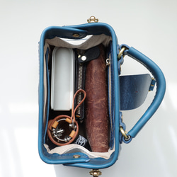 「帆布×革の組み合わせ」大人気！フラットタイプのがま口バッグ 手作りのショルダーバッグ　2WAY 中型鞄 16枚目の画像