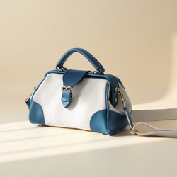 「帆布×革の組み合わせ」大人気！フラットタイプのがま口バッグ 手作りのショルダーバッグ　2WAY 中型鞄 10枚目の画像