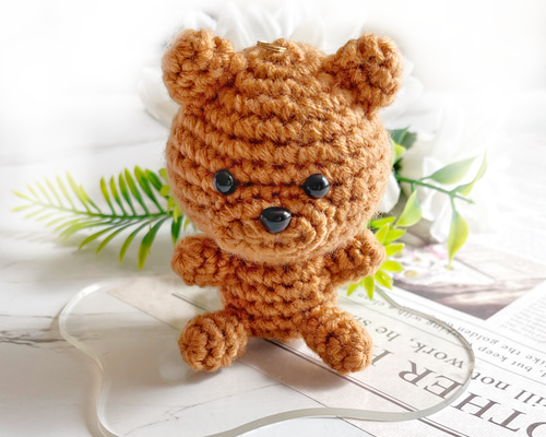 A36 大きめクマ ブラウン 茶色 あみぐるみ キーホルダー チャーム