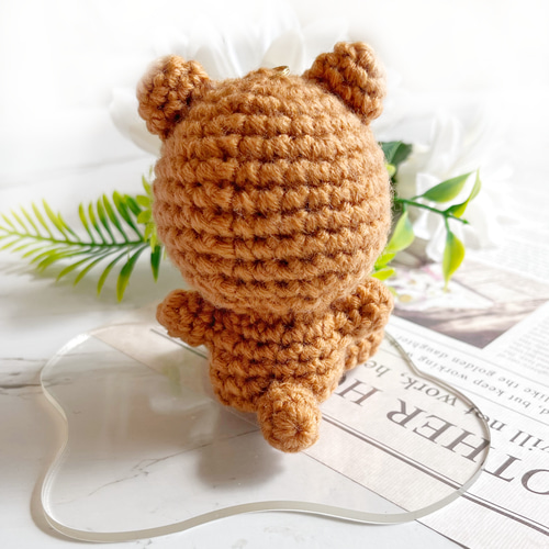 A36 大きめクマ ブラウン 茶色 あみぐるみ キーホルダー チャーム