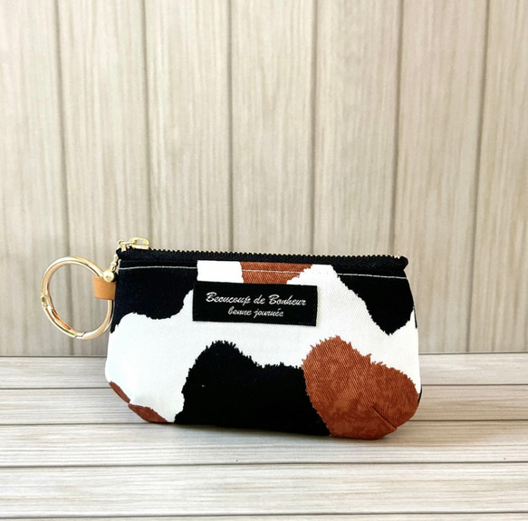 ✴︎再販✴︎ 猫ポーチ ころりんポーチ 三毛猫柄 ナチュラル 手のひら
