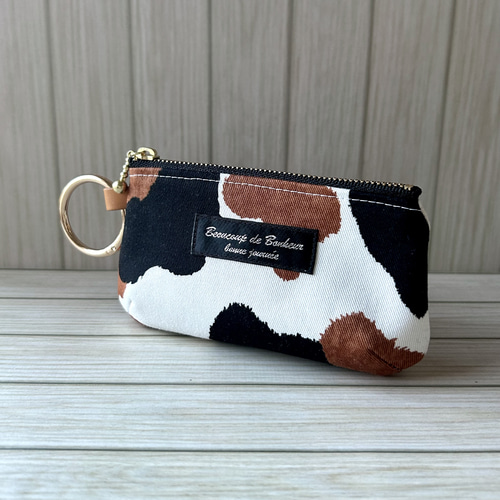 ころりんポーチ mini 猫ポーチ 三毛猫柄 ナチュラル 手のひらサイズ