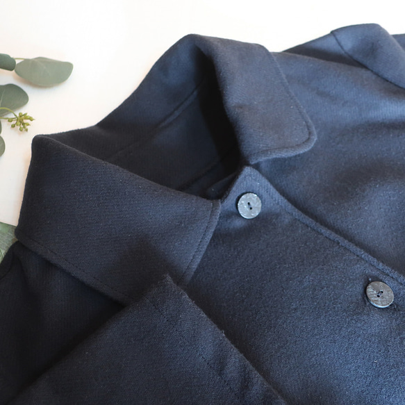 大人のモノトーン 冬のフォーマルにも ステンカラージャケット（コットンツイード／黒色） 18枚目の画像