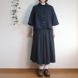 大人のモノトーン 冬のフォーマルにも ステンカラージャケット（コットンツイード／黒色） 19枚目の画像