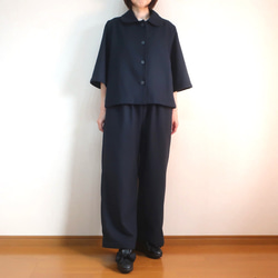 大人のモノトーン 冬のフォーマルにも ステンカラージャケット（コットンツイード／黒色） 4枚目の画像