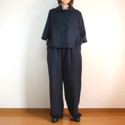 大人のモノトーン 冬のフォーマルにも ステンカラージャケット（コットンツイード／黒色） 11枚目の画像