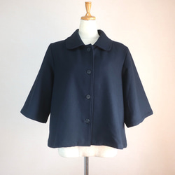 大人のモノトーン 冬のフォーマルにも ステンカラージャケット（コットンツイード／黒色） 6枚目の画像