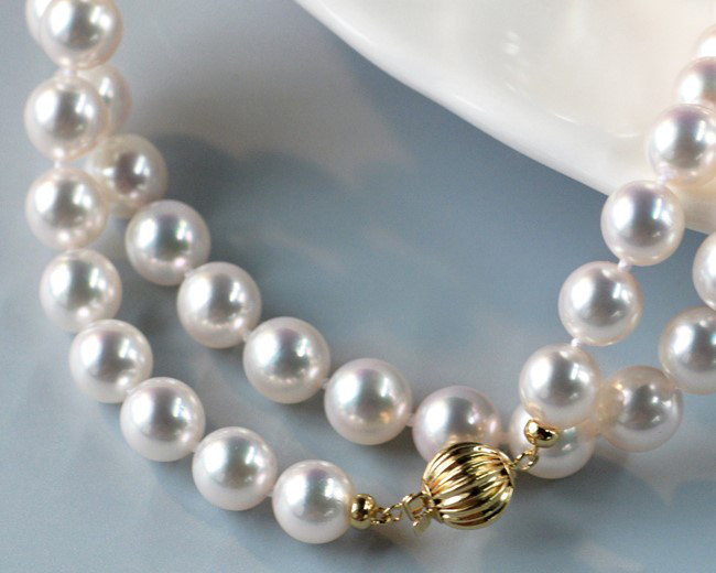 【ルミナ】6-8mmローズアコヤ真珠ネックレス（18Kゴールドバックル付き） - デートやパーティーにぴったりのロマンチックでエ