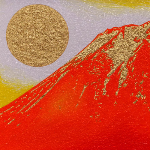 肉筆油絵●富士吉田からの金の赤富士山●がんどうあつし直筆絵画SM油彩額装品 肉筆油絵○富士吉田からの金の赤富士山○がんどうあつし直筆絵画