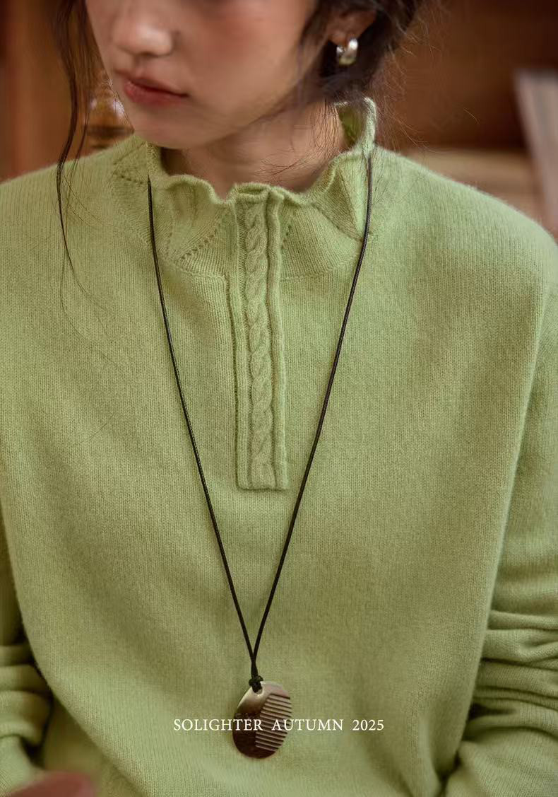 オリジナルデザイン  長袖ニット　ウールセーター  二色