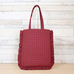 ファミリア風 赤チェック トートバッグ A4 縦型 サブバッグ 通勤通学
