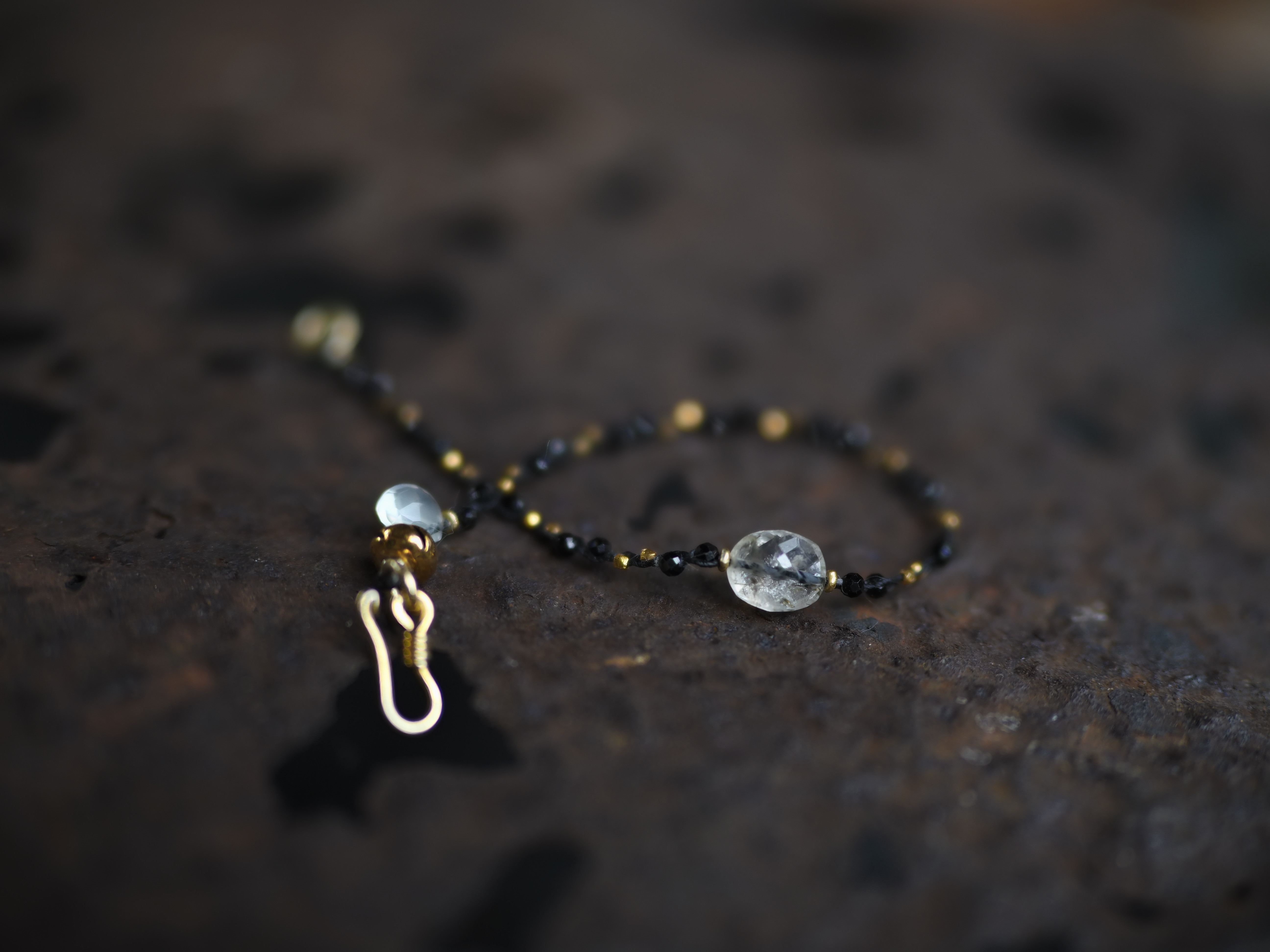 -Tourmaline quartz- 'spinel・gold' braid Bracelet
