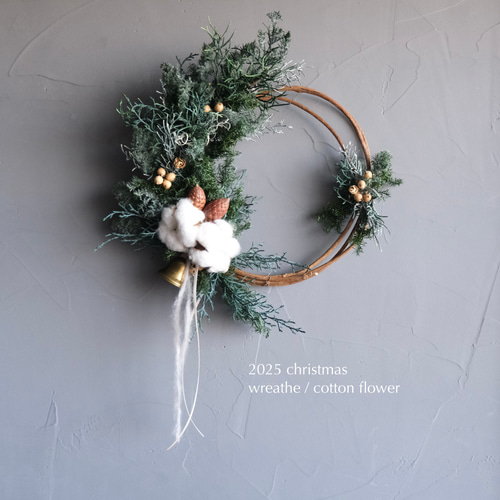 完売御礼》2025 クリスマスコットンフラワーリース/ インテリア/ギフト