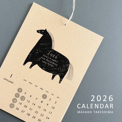 2026年カレンダー/A5サイズ/イラスト〈CL-2026-1〉 カレンダー