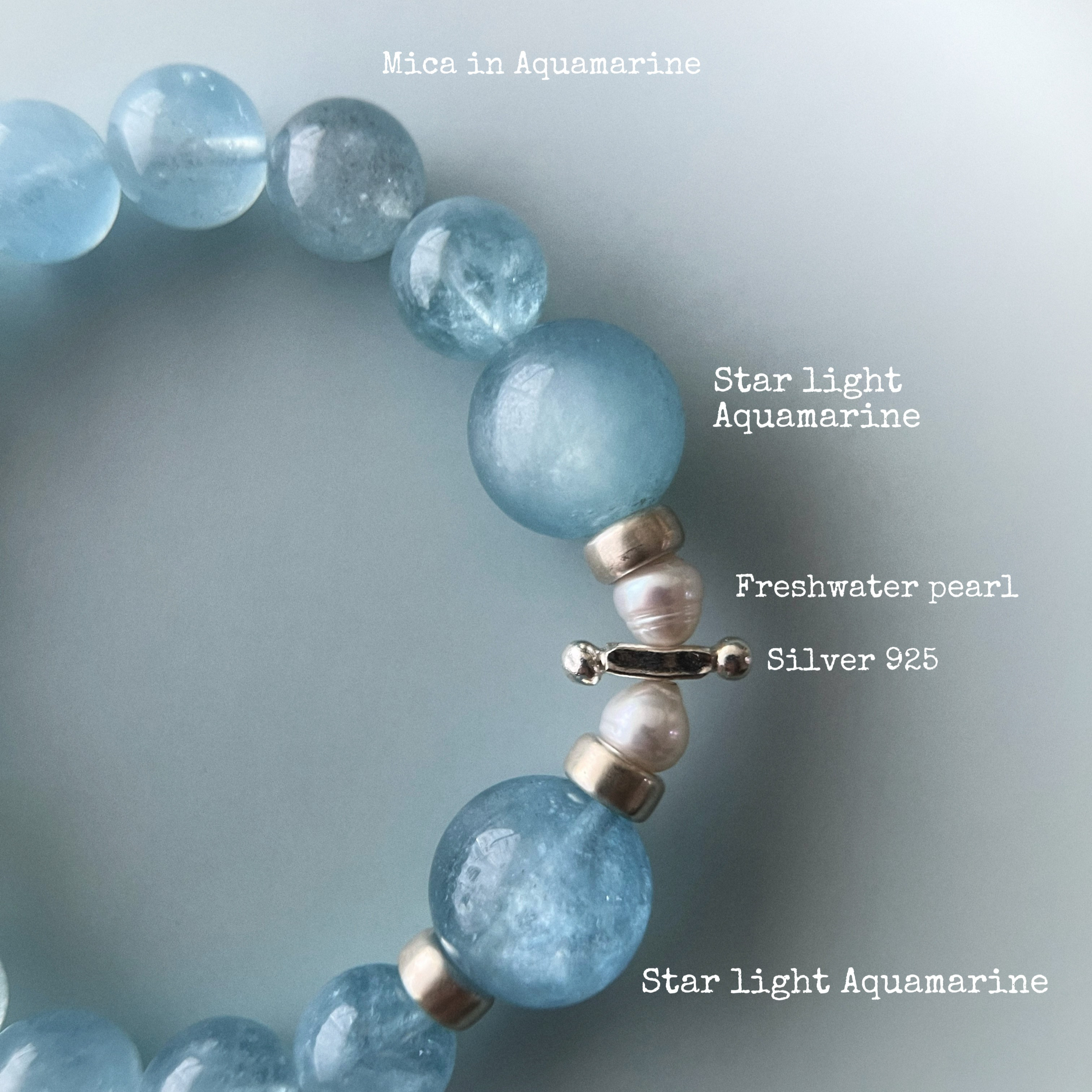 ⊹無処理最高品質⊹スターアクアマリン・マイカインアクアマリン｜Stella Mare｜ブレスレット