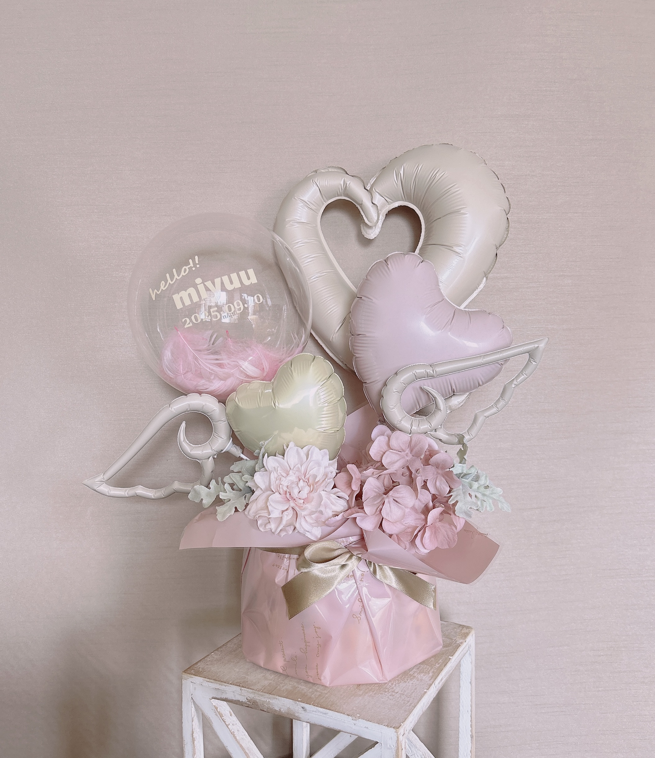 おむつケーキBGPNK【エンジェルウィング】出産祝い/ベビーシャワー