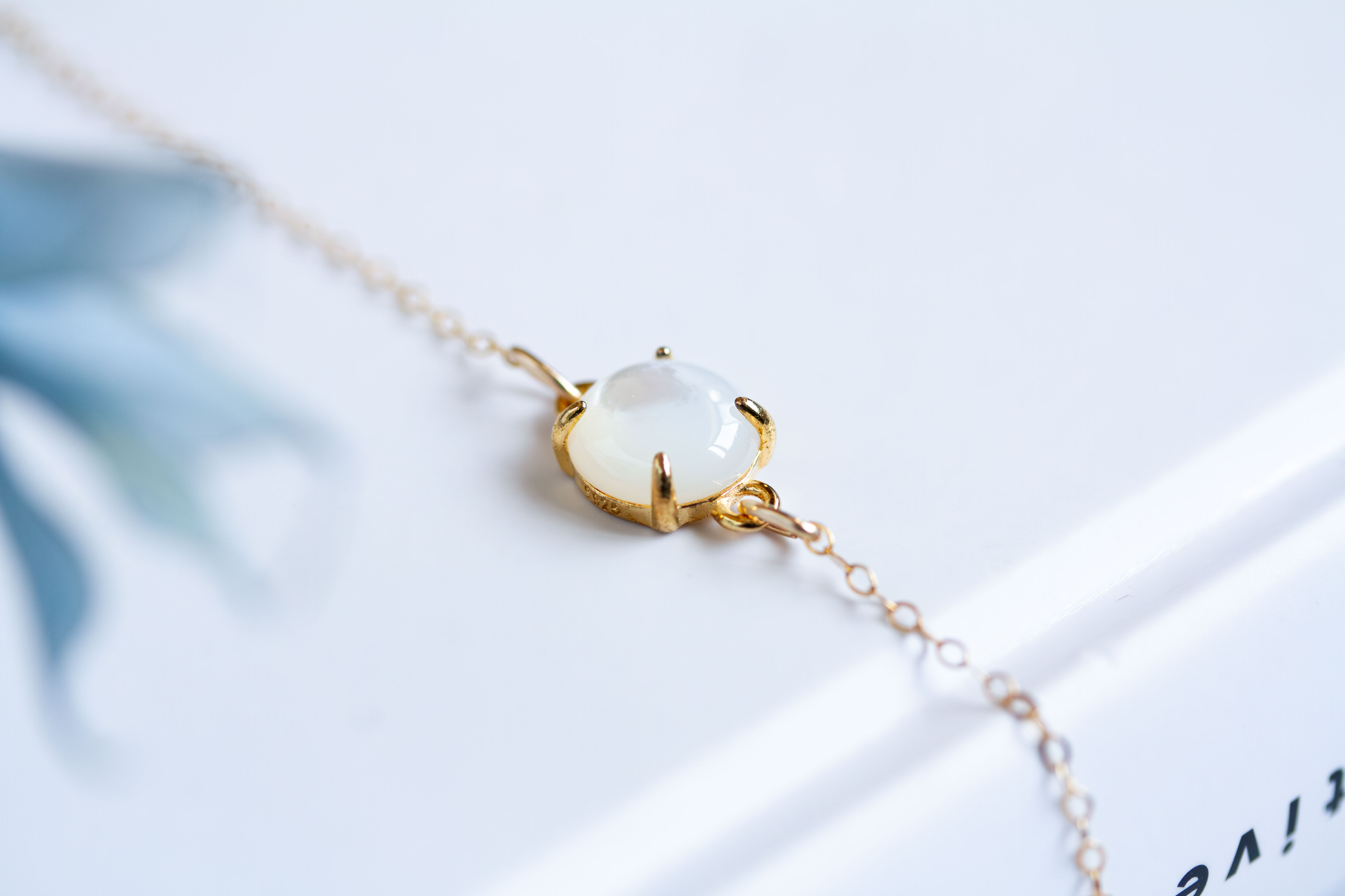 マザーオブパール カボションチェーン ブレスレット 14Kgf ／ Silver925×18KGP枠