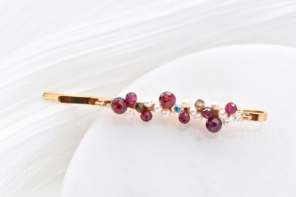 宝石ヘアピン Gem Dots・ガーネット｜◇１月誕生石◇ Garnet│クリスマス 4枚目の画像