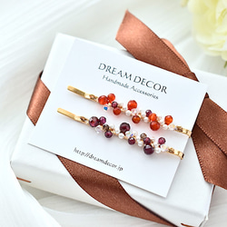 宝石ヘアピン Gem Dots・ガーネット｜◇１月誕生石◇ Garnet│クリスマス 15枚目の画像