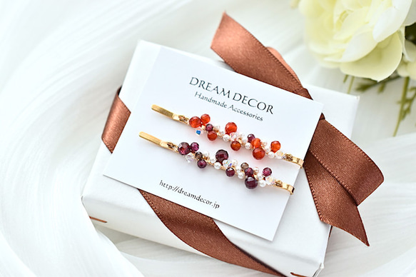 宝石ヘアピン Gem Dots・ガーネット｜◇１月誕生石◇ Garnet│クリスマス 15枚目の画像