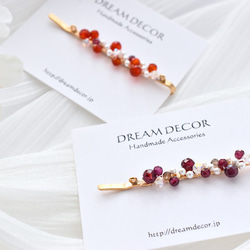 宝石ヘアピン Gem Dots・ガーネット｜◇１月誕生石◇ Garnet│クリスマス 6枚目の画像