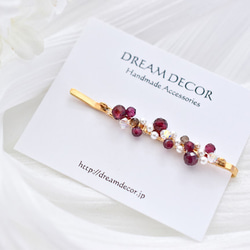 宝石ヘアピン Gem Dots・ガーネット｜◇１月誕生石◇ Garnet│クリスマス 2枚目の画像