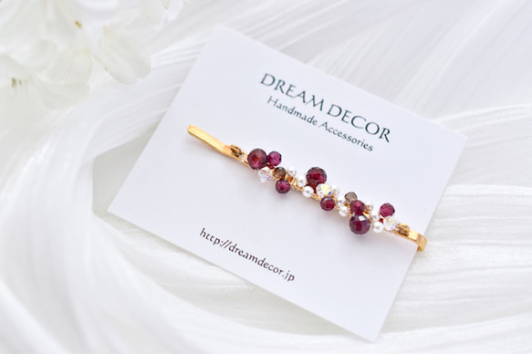 宝石ヘアピン Gem Dots・ガーネット｜◇１月誕生石◇ Garnet│クリスマス 2枚目の画像