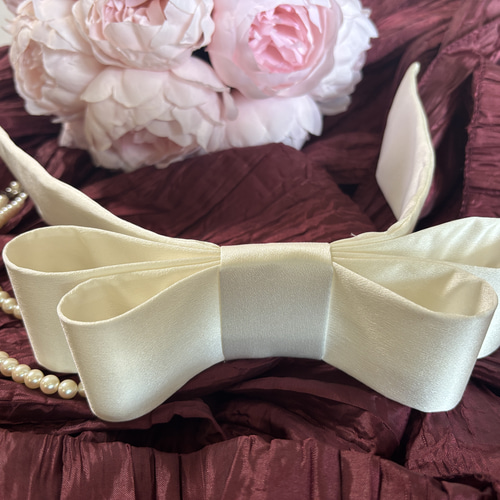 シルク100%のオリジナル3段リボンボンネ ヘッドドレス