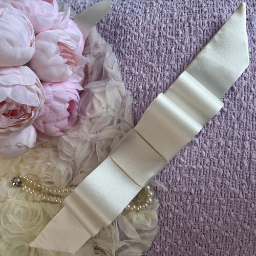 シルク100%のオリジナル3段リボンボンネ ヘッドドレス