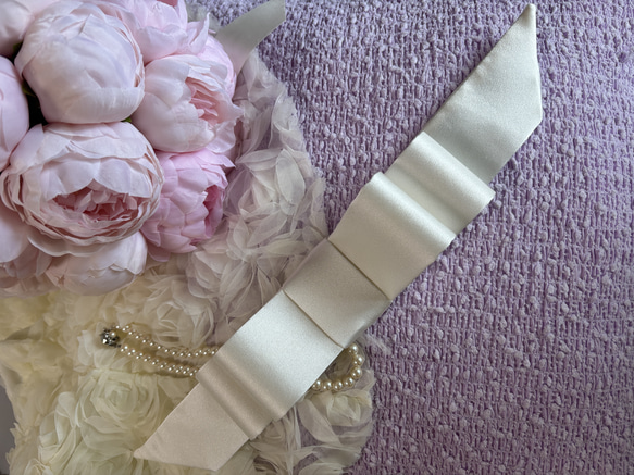 ３段リボンボンネ ウエディング シルク100%のオリジナル3段リボンボンネ ヘッドドレス