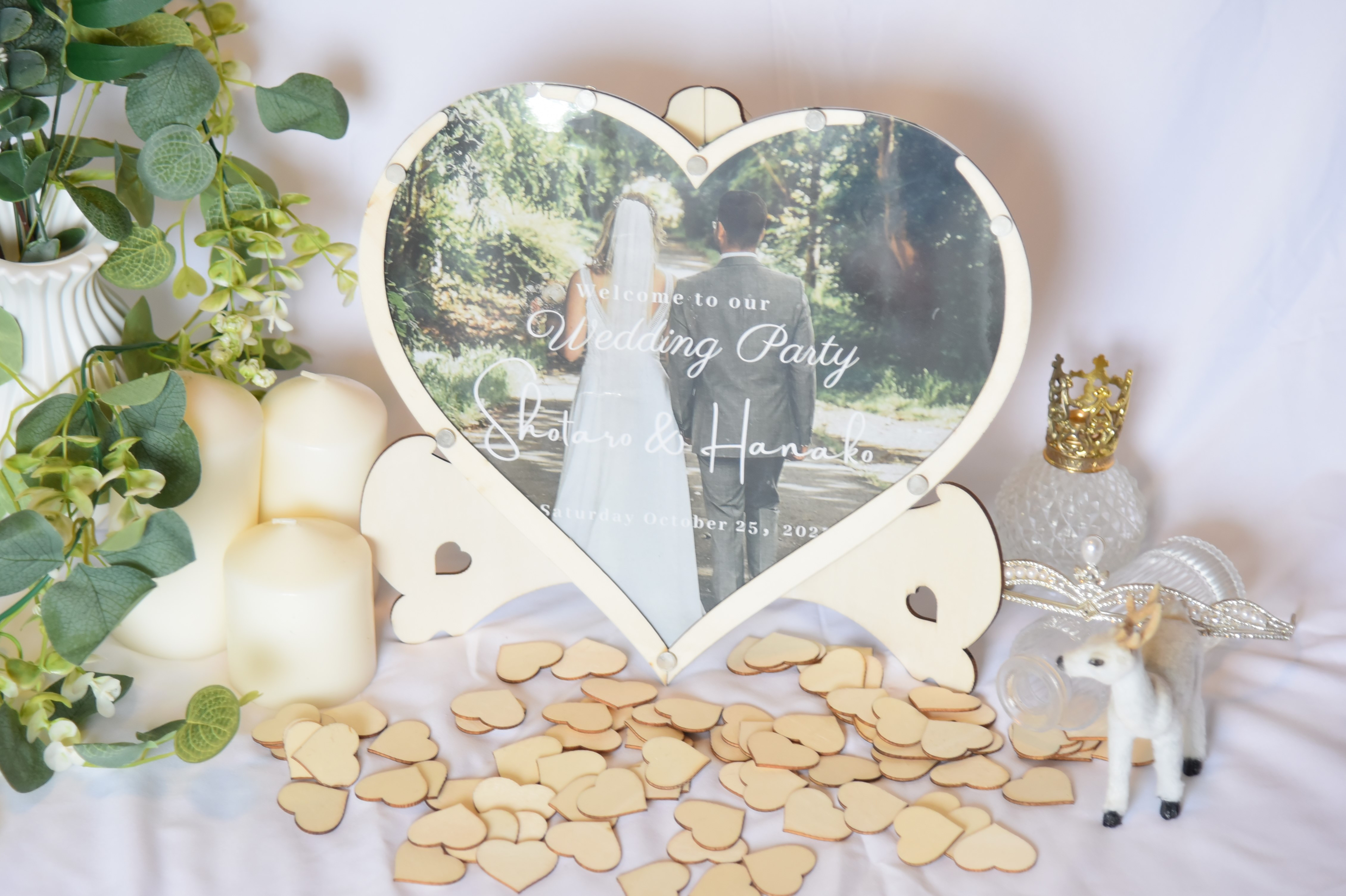 【送料無料/写真名入れ】ハートのハートドロップス/結婚証明書/参加者リスト［heart collection］