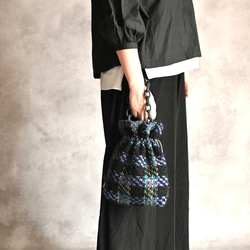 【限定】ビンテージツイードのバッグ/ミッドナイトブルー 4枚目の画像