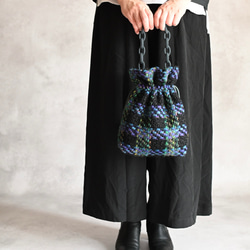 【限定】ビンテージツイードのバッグ/ミッドナイトブルー 2枚目の画像